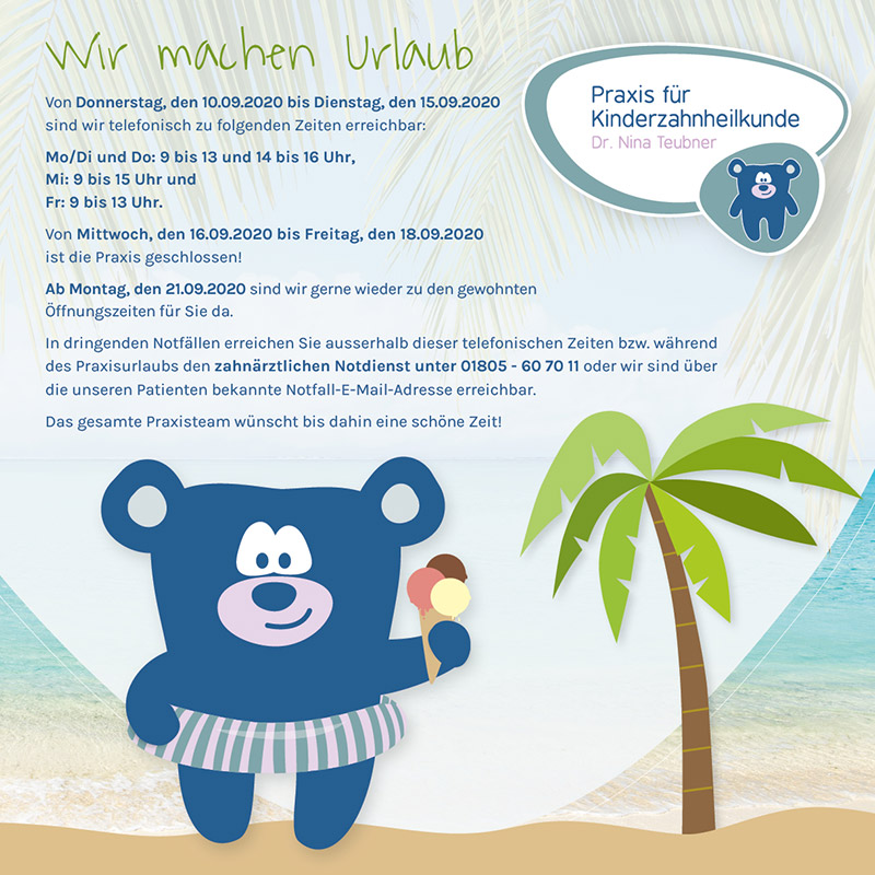 Urlaubsaushang August 2020 Urlaubsaushang August 2020